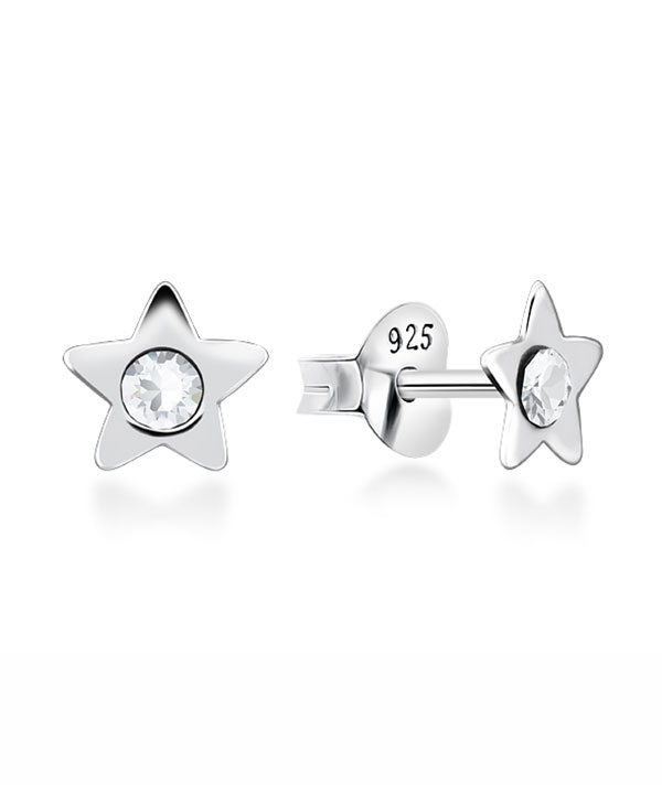 925 Sterling silver stud with crystals.