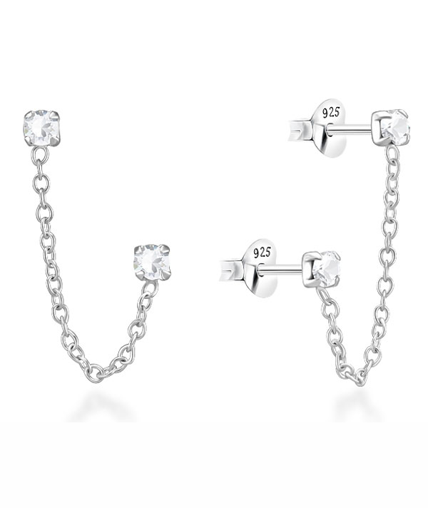 925 Sterling silver stud with crystals.