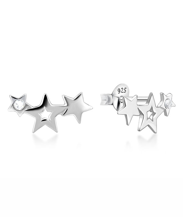 925 Sterling silver stud with crystals.