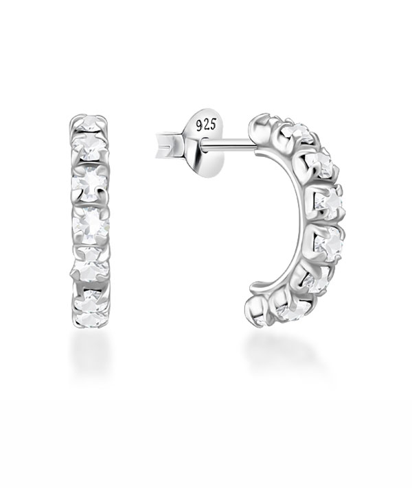 925 Sterling silver stud with crystals.