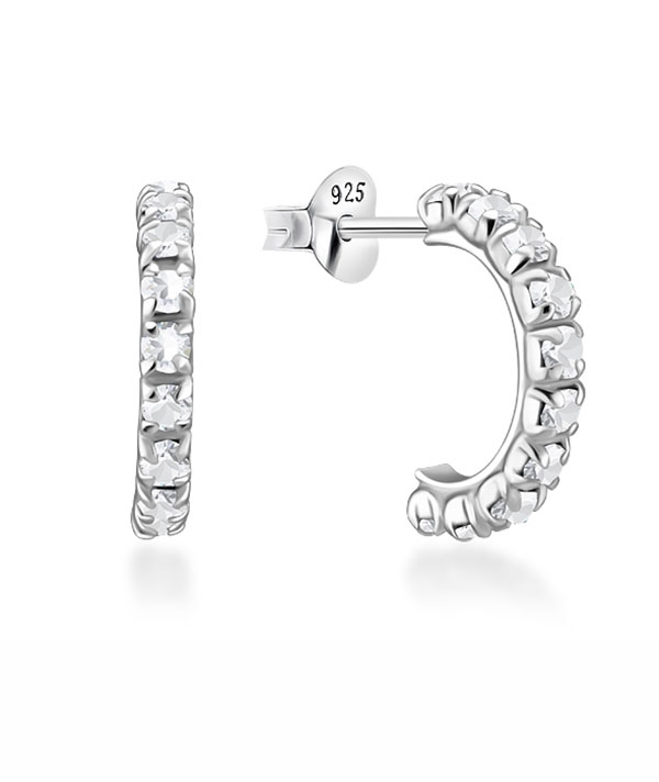 925 Sterling silver stud with crystals.