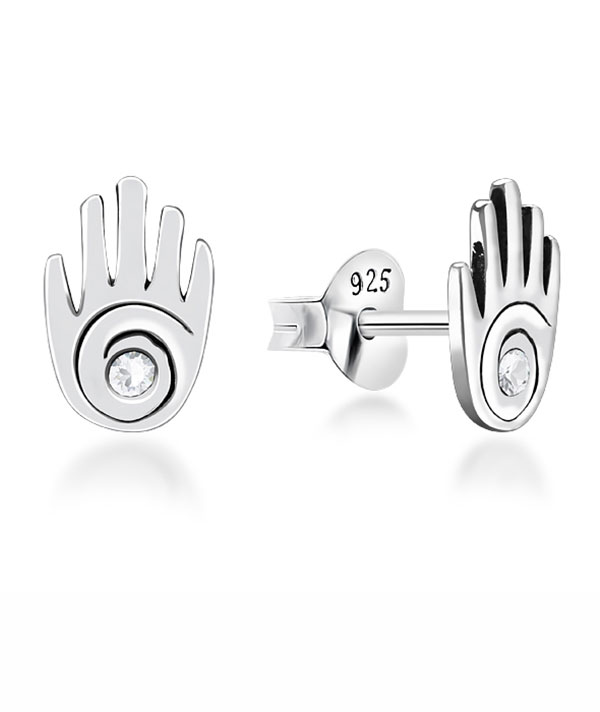 925 Sterling silver stud with crystals.