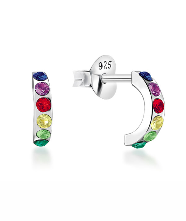 925 Sterling silver stud with crystals.