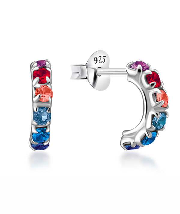 925 Sterling silver stud with crystals.