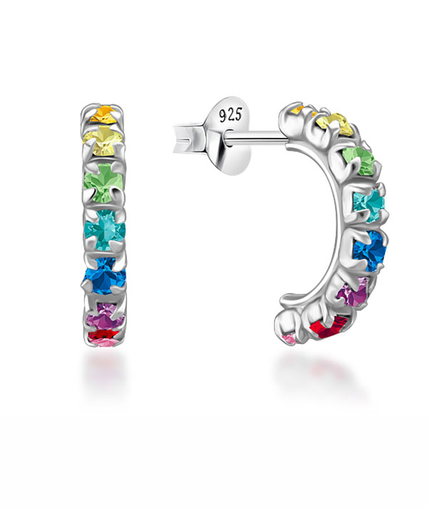 925 Sterling silver stud with crystals.