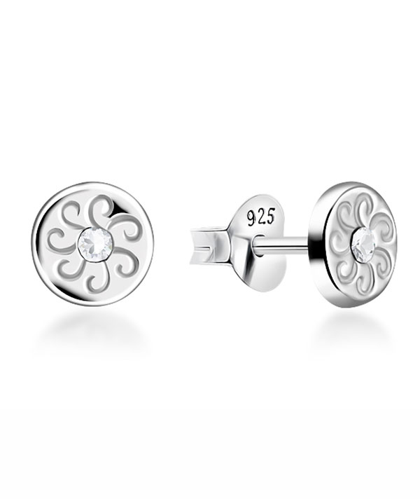 925 Sterling silver stud with crystals.