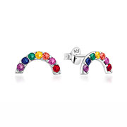 Sterling Silver Stud Earrings - Rainbow Arc Design