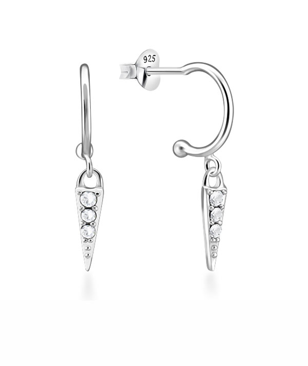 925 Sterling silver stud with crystals.