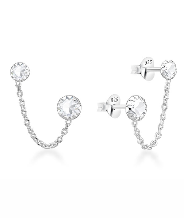 925 Sterling silver stud with crystals.