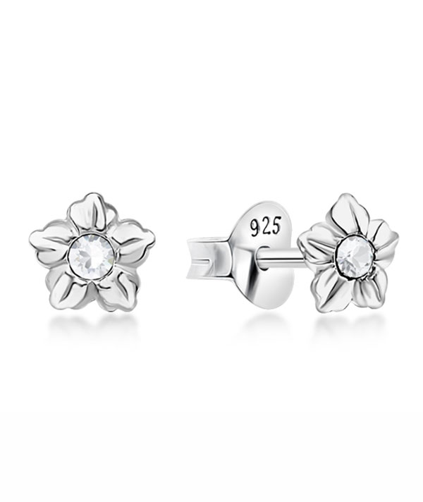 925 Sterling silver stud with crystals.