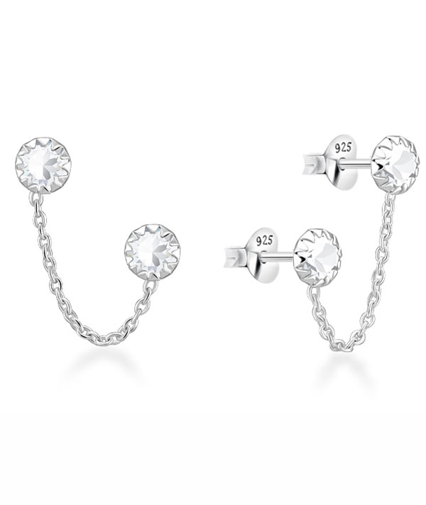 925 Sterling silver stud with crystals.