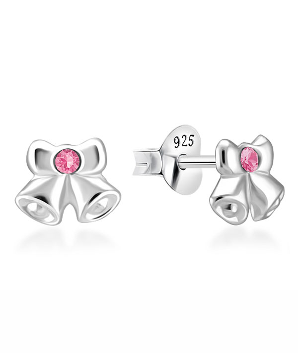 Sterling Silver Stud Earrings - Jingle Bells Design