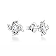 Nature-Inspired Leaf Sterling Silver Stud Earrings.