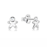 Sterling Silver Stud Earrings - Gingerbread Man Design
