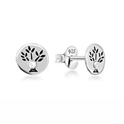 Sterling Silver Stud Earrings - Tree of Life Symbol