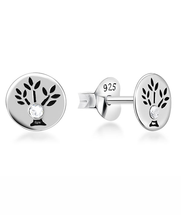 Sterling Silver Stud Earrings - Tree of Life Symbol