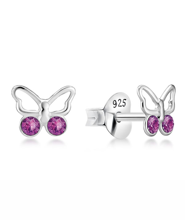 Sterling Silver Stud Earrings - Elegant Butterfly Design