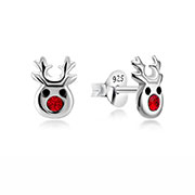 Sterling Silver Stud Earrings - Christmas reindeer Design