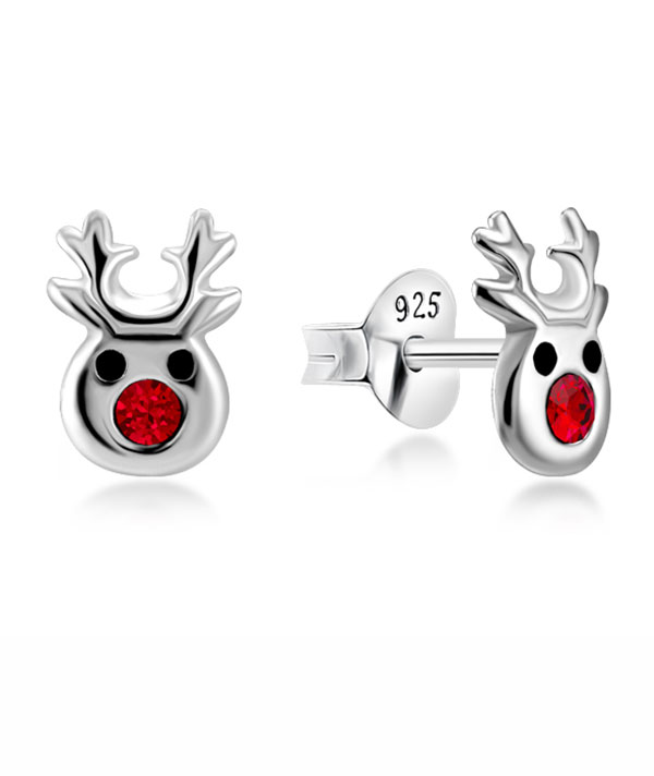 Sterling Silver Stud Earrings - Christmas reindeer Design