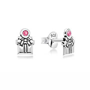Sterling Silver Stud Earrings - Adorable Gift Box Design
