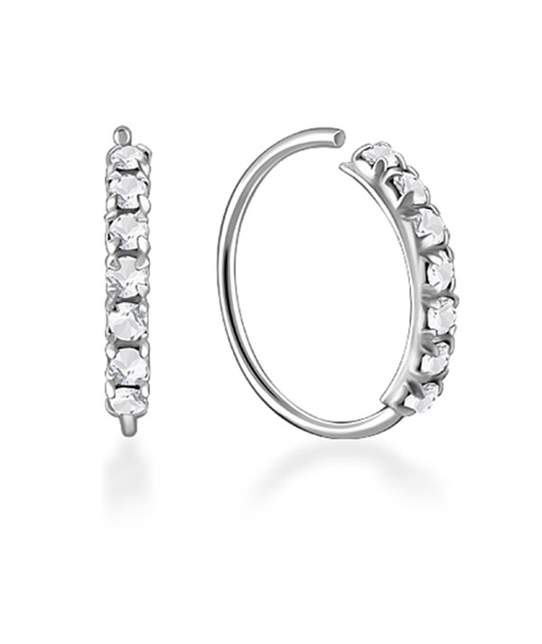 Sterling Silver Earrings - Classic Design with 7 Crystals