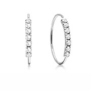 Sterling Silver Earrings - Classic Design with 7 Crystals