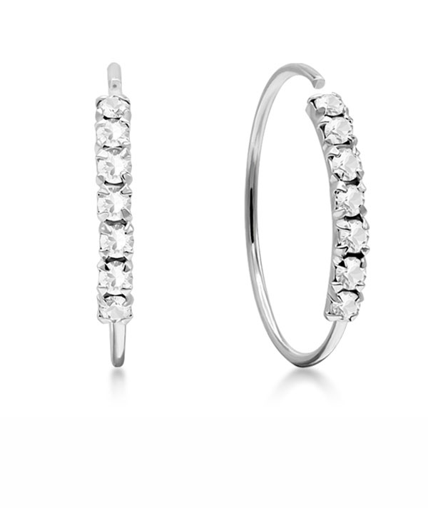 Sterling Silver Earrings - Classic Design with 7 Crystals