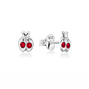 Cute Ladybug Sterling Silver Stud Earrings