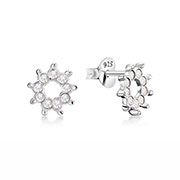 Sterling Silver Stud Earrings - Radiant Halo Sun Design