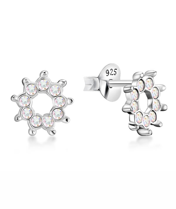 Sterling Silver Stud Earrings - Radiant Halo Sun Design