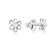 Sterling Silver Stud Earrings - Elegant Wire Flower Design