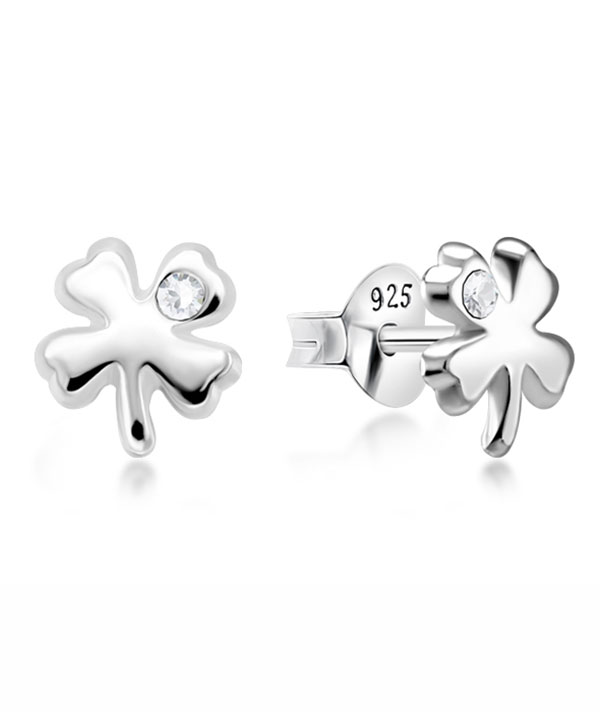 Sterling Silver Stud Earrings - Clover Design