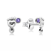 Sterling Silver Stud Earrings - Footprint Design