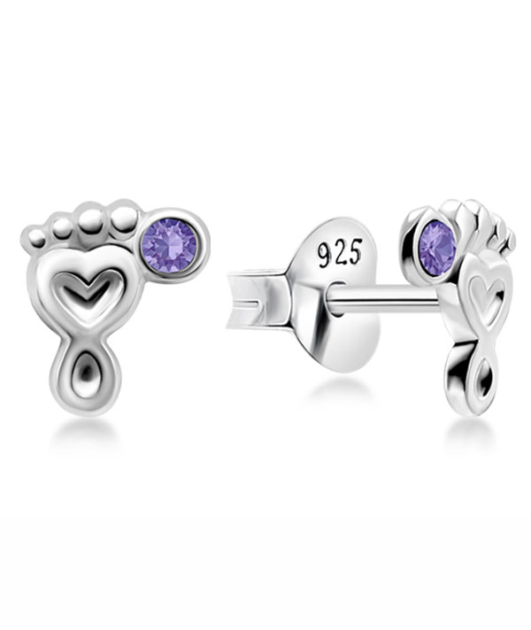 Sterling Silver Stud Earrings - Footprint Design