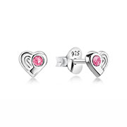 Sterling Silver Stud Earrings - Simple Heart Design
