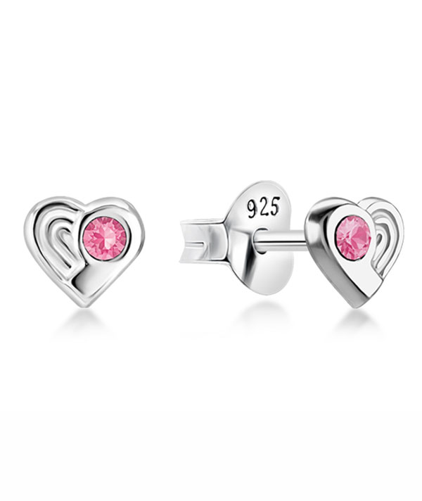 Sterling Silver Stud Earrings - Simple Heart Design