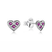 Sterling Silver Heart Stud Earrings - Elegant Love Design
