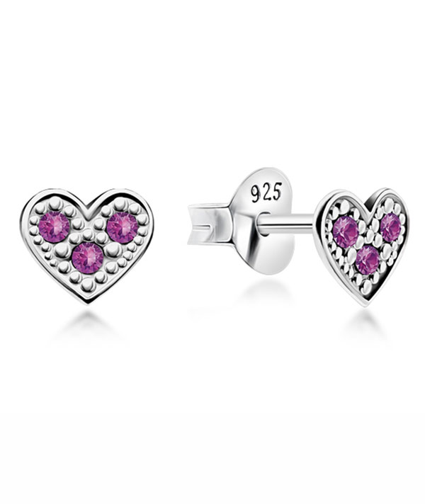 Sterling Silver Heart Stud Earrings - Elegant Love Design