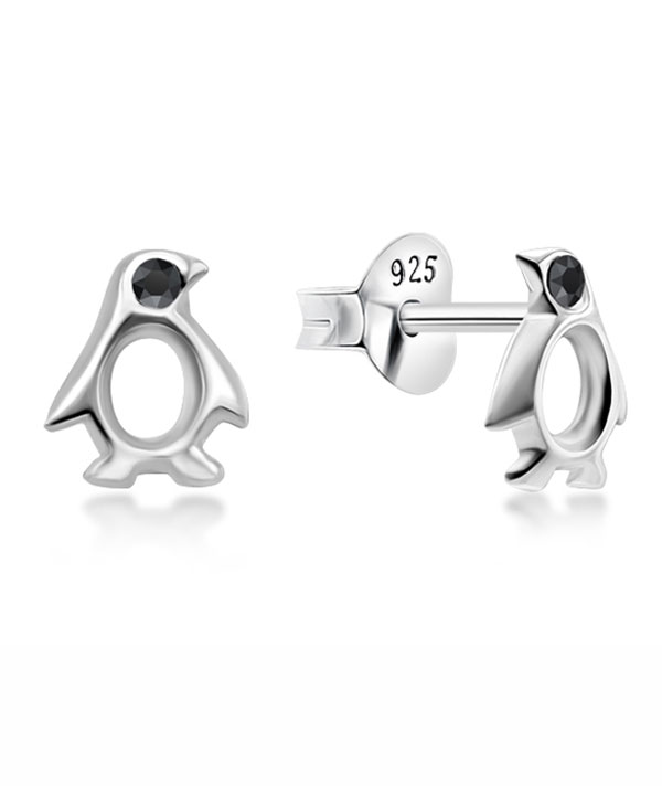 Sterling Silver Stud Earrings - Penguin Design