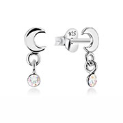Sterling Silver Stud Earrings - Moon with Dangle Design