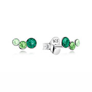 Sterling Silver Stud Earrings - Three Crystals Climb Design