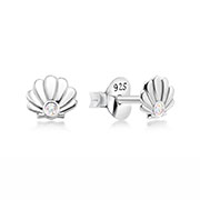 Sterling Silver Sea Shell Stud Earrings - Beachy & Elegant
