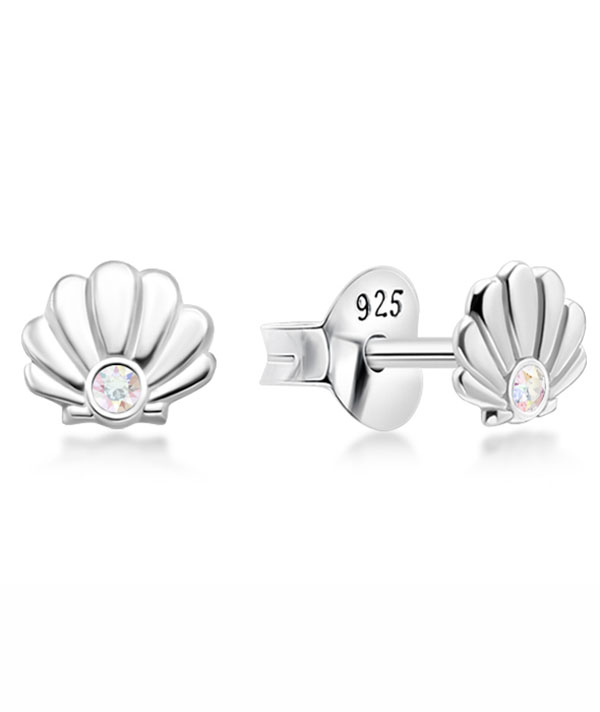 Sterling Silver Sea Shell Stud Earrings - Beachy & Elegant