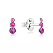 Sterling Silver Drop Earrings with 3 Crystals - Elegant Design