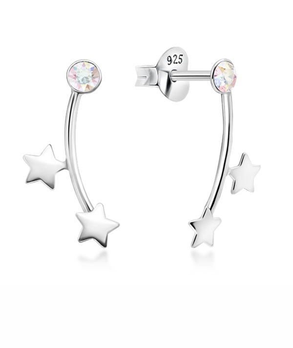 Sterling Silver Star Stud Earrings - Sparkly & Lovely Design