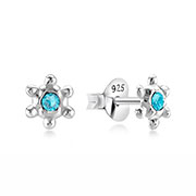 Sterling silver stud with 1.5 mm. crystals.