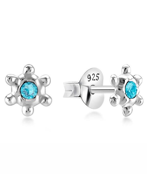 Sterling silver stud with 1.5 mm. crystals.