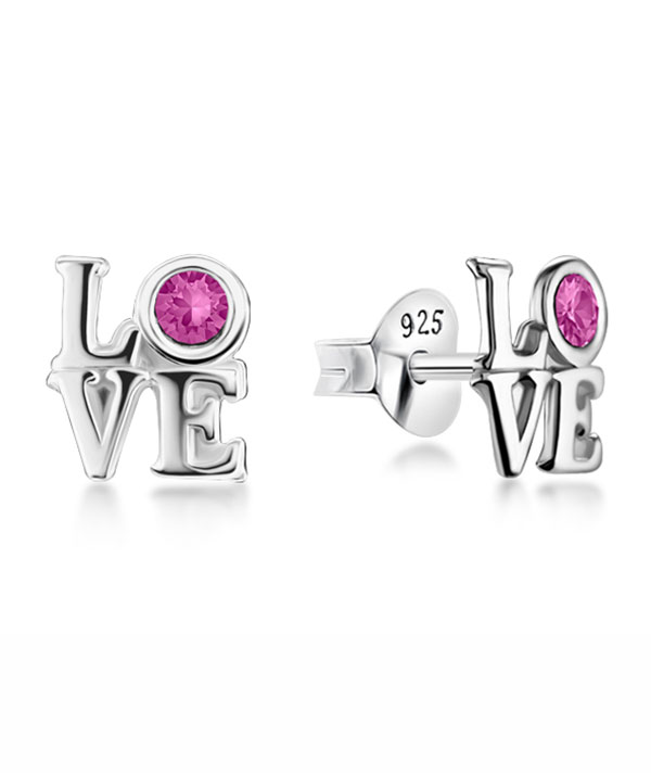 Sterling Silver LOVE Stud Earrings - Sweet & Minimal Style