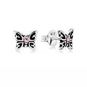 Sterling Silver Retro Butterfly Stud Earrings