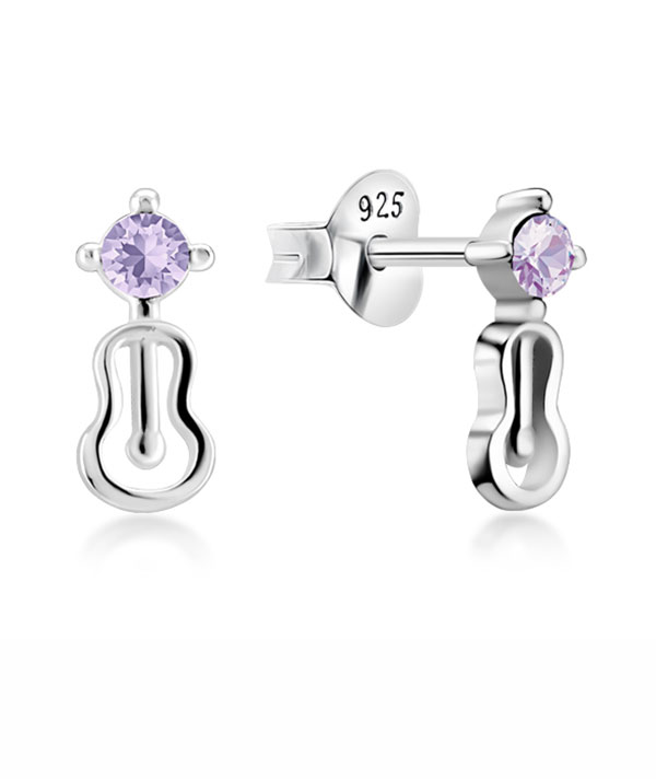 Sterling Silver Guitar Stud Earrings for Music Lovers and Rock Fans
